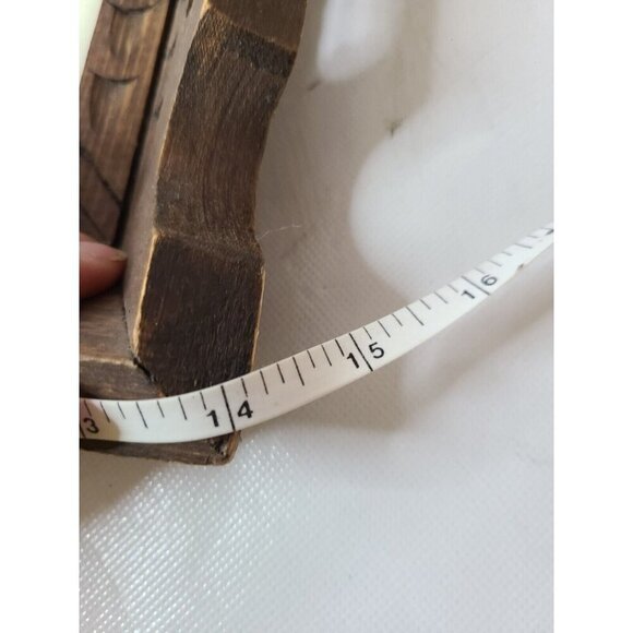 Vintage Hand Carved Wood Tray With Tile Center Rustic Traditional Decorative 14" - Picture 6 of 8